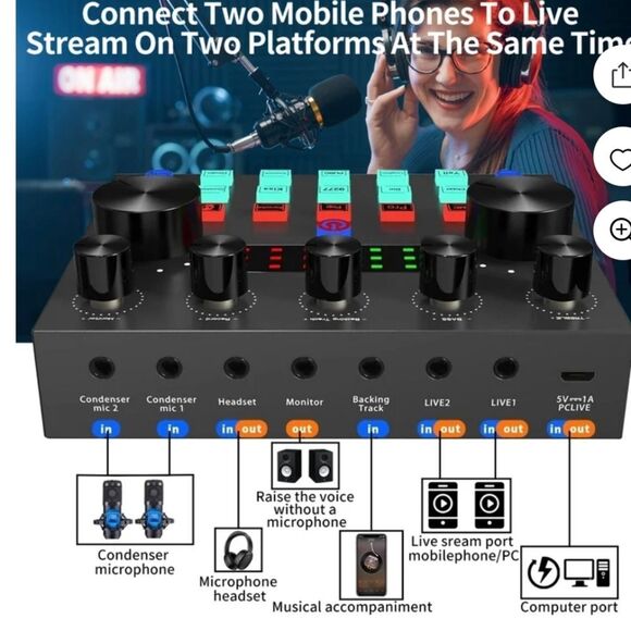 💲2️⃣0️⃣ Bundled ✔️All-In-One Podcast Device Bundle with Gold Microphone - Picture 5 of 13